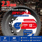 12" Miter Table Saw Blade, TCT Metal Cutting Saw Blades with 60T & 1" Arbor, Professional for Iron Steel Aluminum Stainless Steel Ferrous Metals