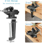 MYTEC Bench Vise or Table Vise, multifunctional jaw, multi-functional Combined Vise with Quick Adjustment, Universal Rotate 360° Work Clamp-On Vise, 3.3" black