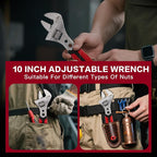 10-Inch Adjustable Wrench, Wide Jaw Adjustable Wrench with Anti-Slip Grips, Cr-V Steel Wrenchs for Home Repair, DIY, Garage