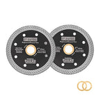 DT-DIATOOL Diamond Granite Blade 4 Inch for Marble Porcelain Tile Ceramic Diamond Cutting Disc with Mesh Turbo Diamond Segments Pack of 2