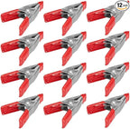 Wideskall® 2" inch Mini Metal Spring Clamps w/Red Rubber Tips Clips (Pack of 12)