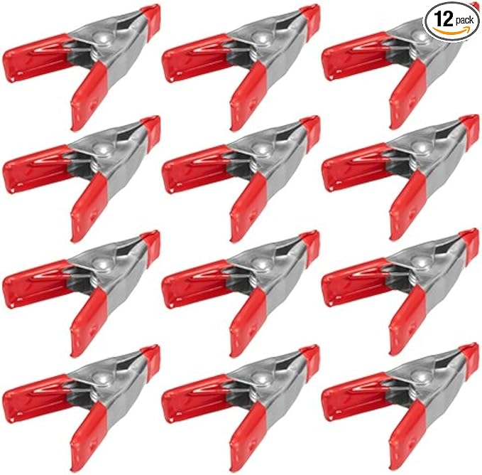 Wideskall® 2" inch Mini Metal Spring Clamps w/Red Rubber Tips Clips (Pack of 12)
