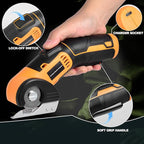 jomeda Cordless Electric Scissors, 4 V Rechargeable Rotary Cutter with Rechargeable LED Light, Safety Lock for Cutting Fabric, Cardboard, Leather, Carpet and PVC Boxes，Yellow