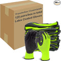 Evridwear Crinkle Latex Rubber Hand Coated Safety Work Gloves for Men Women General Multi Use Construction Warehouse Gardening Assembly Landscaping (XL-Size) Lime 120 Pairs Pack
