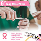 WORKPRO 3-Piece Pliers Set, Pink Tool Set Including Needle Nose & Diagonal Cutting & Slip Joint Pliers for Plumbing, Automotive and General Applications - Pink Ribbon