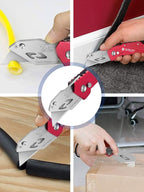Utility Knife, BIBURY Upgraded Version Heavy Duty Box Cutter, Pocket Carpet knife with 10 Replaceable SK5 Stainless Steel Blades, Belt Clip, Easy Release Button, Quick Change and Safety Lock-Red