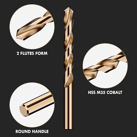 Metric 16Pcs M35 Cobalt Drill Bit Set, 1mm HSS Cobalt Jobber Drill Bits, for Hardened Metals, Stainless Steel, Cast Iron and Wooden Plastics