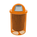 RDT-ORG Heavy Duty 32 Gallon Round Trash Receptacle, Liner Included, Orange with Orange Steel Dome Top, Made in America