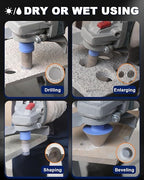 Diamond Tile Hole Saw Kit - 11Pcs 1/4'' X 2, 5/16'', 1'', 1-3/8'', 2'', 3'' Drill Bits, 4/5'' Drilling Milling Bit, 2'' Beveling Chamfer Bit, 2pcs Adapters for Porcelain Tile Ceramic Granite Marble