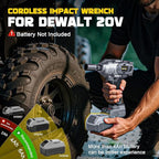 Cordless Impact Wrench 3/8” Compatible with Dewalt 20v Battery: 600 Ft-lbs High Torque Impact Driver, 3100RPM Brushless Electric Impact Gun with 4-Mode Speed, LED Work Light(Bare Tool)