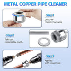 Boltigen 8mm Hex Shank Copper Pipe Cleaner Set, 1/2'',3/4'',1'' Copper Tube Cleaning for Drill with Replaceable Cleaner Brush Blades and Pipe Brushes