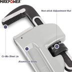 MAXPOWER 48-inch Pipe Wrench, Heavy Duty Large Straight Plumbing Wrench Smooth Jaw Aluminum Pipe Wrench