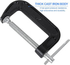 6 PCS Heavy Duty Steel C-Clamps - 4 Inch, Malleable Iron, Black, Set of 6 for Woodworking, Welding, Building