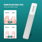Glass Nail File - Stainless Steel with Anti-Slip Handle and Leather Case, Family or Travel Mini Nail File Suitable for Both Men and Women