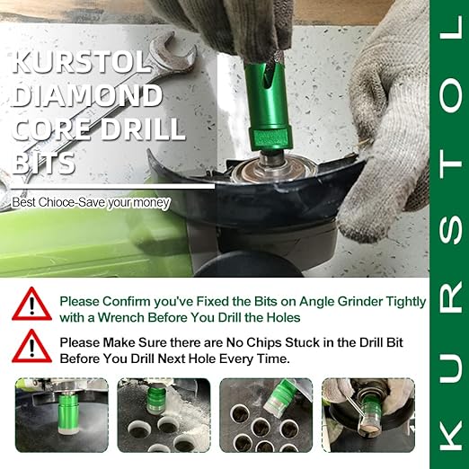 Diamond Core Drill Bits Kit - 7pcs 6/6/6/20/25/35/50mm+1pc 2" Beveling Chamfer Bit+1pc 3/4" Diamond Finger Milling Bit+SDS Adapter to 5/8-11" Thread for Porcelain Ceramic Tile Granite Marble