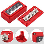 300A Bus Bar Box 12V 24V 48V DC Terminal Studs 4XM8(5/16") Heavy Duty Bus Bar Power Distribution Block for RV Car Truck Battery Marine Automotive, Red