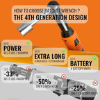 3/8" Extended Electric Ratchet Wrench Set, 45ft-lbs 600 RPM Cordless Long Neck Power Ratchet Wrench Kit with 2pcs Batteries, LED Light, 9 Sockets, Toolbox, Variable Speed, For Housework, Car Repair