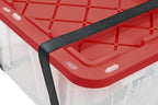 CX BLACK & YELLOW, XTRA TALL 27-Gallon Heavy Duty Clear Storage Container & Snap-Tight Lid, Clear & Red (28.5"L x 19.4"W x 15.2"H), Weather-Resistant, Stackable, See-Through Organization Tote