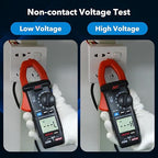 MESTEK Digital Clamp Meter Multimeter, TRMS 6000 Counts Auto-ranging Amp Voltage Tester, Measures AC/DC Current, Voltage, Temperature, Capacitance, Resistance, Continuity, Diode & NCV