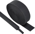 Black 2:1 Ratio Automotive Heat Shrink Braided Sleeving,Wear-Resistant Flat Woven Shrinkable Sleeve Fabric Car Cable Wires Hoses Protection (1"-26ft)