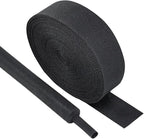 Black 2:1 Ratio Automotive Heat Shrink Braided Sleeving,Wear-Resistant Flat Woven Shrinkable Sleeve Fabric Car Cable Wires Hoses Protection (1"-19ft)