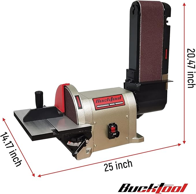 BUCKTOOL Direct Drive Bench Belt Sander, 4x36 in Belt and 8 in Disc Sander, 3/4HP Belt Sander for Woodworking, 5.0A Benchtop