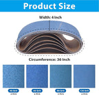 4 x 36 Sanding Belts, 4x36 Inch Zirconia Sanding Belts, 2 Each of 40/60/80/120 Grits Sander Belts Assortment for Belt Sander, Metal Polishing, 8 Pack