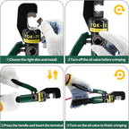 10T Hydraulic Crimping Tool 12 AWG to 2/0 AWG Battery Cable Crimper Tool Hydraulic Lug Crimper Electrical Terminal Wire Crimper with 9 Pairs of Dies Kit, Green