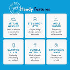 Handy Famm 8Ft Animal Shaped Kids Tape Measurer, Fun Level and Protractor Angle Finder, Educational Children's Tools, Small Measuring Tapes for Learning Early Math Skills, Ages 3 and up, Blue Bird