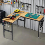 Albott 56"x48" L-Shaped Adjustable Workbench with Storage & Power Strip, Heavy Duty Tool Bench for Woodworking, Garage, Workshop, Home Office, 6000LBS Load, Pegboard & Hooks, ETL Certified