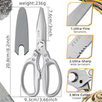 Heavy Duty Scissors,All Purpose Utility Scissors,Stainless Steel Blade with Small Serrations， Metal Handle Shears for Home,Office,Easy Cutting Cardboard,Fabric,Leather,Wires,Carpet and Rope