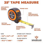 25 FT Tape Measure - Retractable Measuring Tape - Oversized & Double-Sided Print - Blade Lock, Finger Brake - Nylon Coating, 10' Stand-Out - 13' Reach / 1-1/16" Blade - 2 Pack