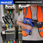 Electric Hydraulic Cable Lug Crimper Pliers Rechargeable Crimping Tool 12 Ton Electrical Terminal Cable Wire Fiber Crimper Kit with 12 Dies (MZ-MKZ-400)