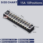 Terminal Block (2 Sets) 2Pcs 10 Positions Dual Row 600V 15A Screw Terminal Strip Blocks with Cover&2Pcs Pre-Insulated Barrier Termina Block Strip&20Pcs Insulated Fork Wire Connector