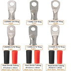 68pcs Battery Cable Ends 1/0 AWG 1 AWG 8 AWG Tinned Copper Lugs Crimp Battery Cable Lugs Heavy Duty Wire Ends Crimp Ring Terminal Lugs Closed End Tubular BatteryTerminals with Heat Shrink Tube