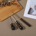 Ptwola 3 Pcs Scratch Awl Tool Gourd Shape Handle Leather Awl Punch Tool Wooden Punch Hole Craft Maker Tool Repair Shoes Sewing Stitching Supplies for Tailors Crochet DIY Cloth Stitch Bookbinding