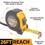 MulWark 2 Pack Metric Tape Measure, Easy Read Measuring Tape Retractable with Fractions 1/8, Both-Side Metal Blade, Magnetic Hook & Shockproof Case for Construction, Carpenter, Architect, Woodworking