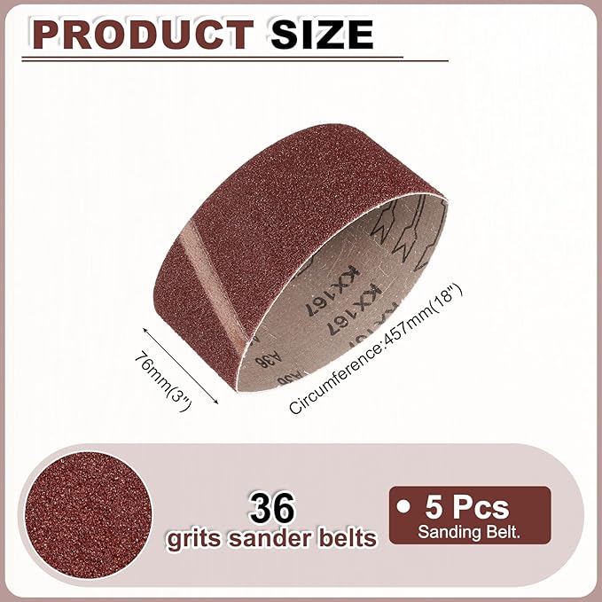 HARFINGTON 3 x 18 Inch Sanding Belts, 10 Pcs 36 Grits Aluminum Oxide Belt Sander Abrasive File Belt for Woodworking, Metal Polishing, Knife Sharpener