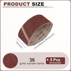 HARFINGTON 3 x 18 Inch Sanding Belts, 10 Pcs 36 Grits Aluminum Oxide Belt Sander Abrasive File Belt for Woodworking, Metal Polishing, Knife Sharpener