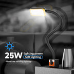 LED Machine Work Light, 2500 Lumens Flexible Gooseneck Magnetic Lamp for Lathe and Drill Press, Machine Job Light with Strong Magnetic Base 110-220V 25W (M1202)