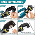 Hydraulic Crimping Tool for Railing - Wire Rope Battery Cable Lug Terminal Crimper with 9 Dies - 12 to 2/0 AWG for 1/8" 3/16" Stainless Steel Cable Railing