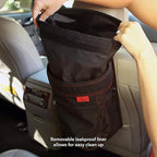 Lusso Gear Spill-Proof Car Trash Can - 2.5-Gallon Black Round - Leak-Proof Lid & Waterproof Removable Liner - Hanging Car Trash Bin & Organizer for SUV, Truck & Minivan