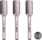LU&MN SB-5 Tungsten Carbide Burr Cylinder Shape Double Cut Rotary Burrs File(1/2''cutter Dia,1''Cutter Length) with 1/4'' (6.35mm) Shank dia,3PCS