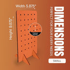 Torched Pegboard Display Stand for Jewelry, Craft Shows, Selling, Vendor Events, Tools, Peg Board Accessories Rack Organizer, Small 5.88" L x 4.3" W x 9.88" H, Orange