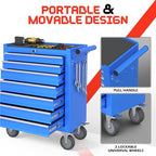 7-Drawer Rolling Tool Chest,Metal Rolling Tool Chest with Wheels and Locking Tool Box,Portable Metal Tool Box for Warehouse,Garage, Repair Shop, Workshop (Blue, 7-Drawer)