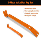 ValueMax 2-piece Flat Pry Bar Set, Includes 7-1/2” Mini Pry Bar, 15” Heavy Duty Nail Puller, Claw Bar, Wonder Bar, Corrosion Resistant Carbon Steel Made, for Kitchen Remodel, Prying Apart Boards