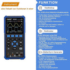 OWON Handheld Oscilloscope, Digital Multi Functional Oscilloscope Multimeters,20000 Counts Portable 3 in 1 Universal Test Instrument, with 3.5 inch LCD Screen Display 2CH 25Mhz Bandwidth HDS25S