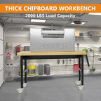 48" Work Bench with Drawers, Adjustable Height Workbench with Wheels, Heavy-Duty Work Table with Power Outlets, 2000 LBS Capacity Workstation for Garage, Workshop, Office, Home