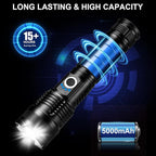 3 Pack Rechargeable Flashlights High Lumens, 99000LM Super Bright LED Flashlight, Adjustable Powerful Flash Light with 5 Modes & USB Cable, Waterproof Handheld Flashlight for Home Camping Outdoor