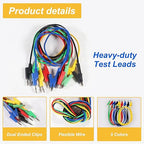 5PCS Multimeter Banana Plug to Crocodile Alligator Clip, 4mm Stackable Colorful Silicone Banana Plug to Alligator Clip, Soft Flexible Electrical Test Probe Lead Wire Cables 1M